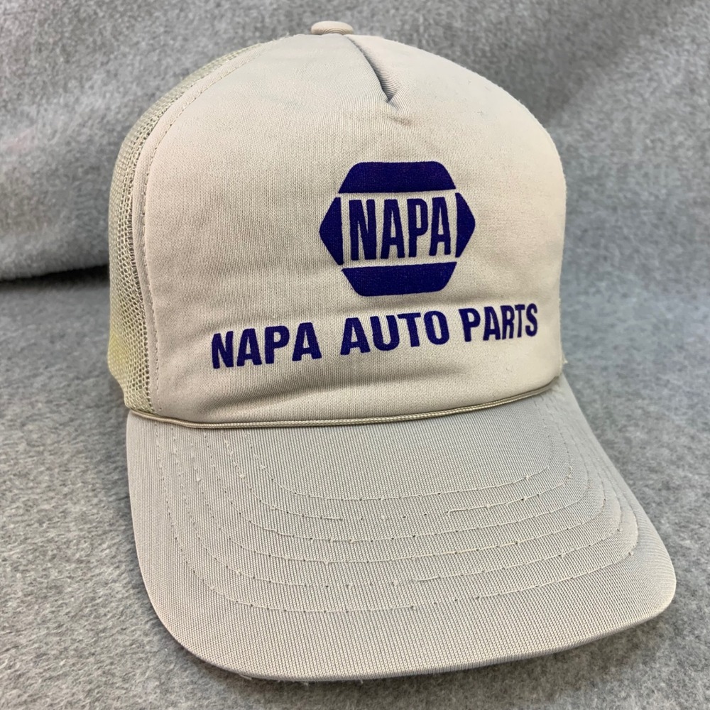 NAPA Auto Parts Logo Mens Gray Trucker Hat Mesh Snapback Vintage OSFA